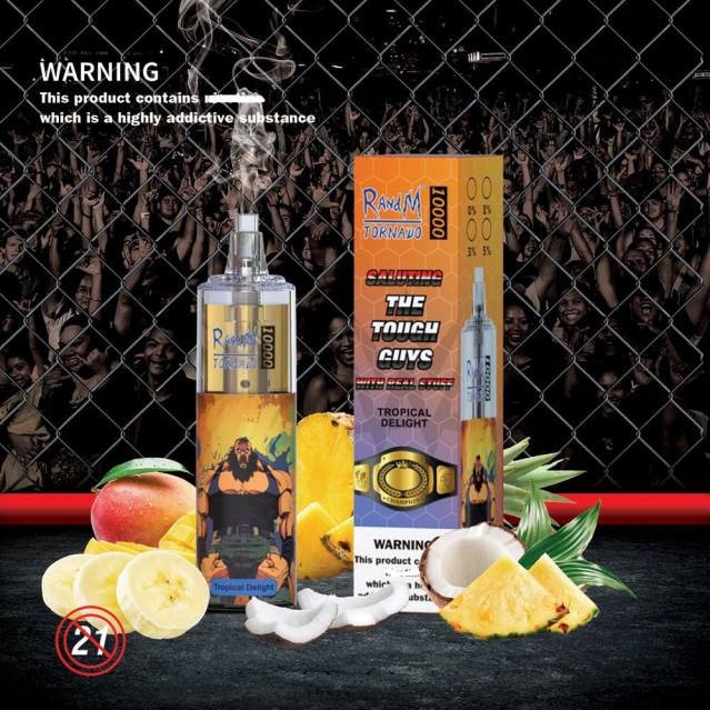 2V0J111 RandM Tornado 10000 luftflödeskontroll vape enhet 1st RandM vape Sverige tropisk njutning