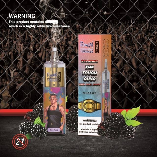 2V0J113 RandM Tornado 10000 luftflödeskontroll vape enhet 1st RandM vape Sweden blå razz