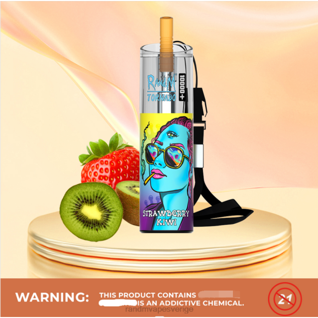 2V0J81 RandM Tornado 10000 plus luftflödeskontroll vape enhet 1st RandM vape Sverige jordgubbskiwi