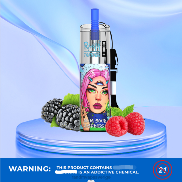 2V0J83 RandM Tornado 10000 plus luftflödeskontroll vape enhet 1st RandM vape Sweden blåsyrliga hallon