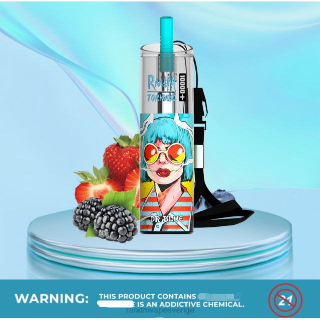 2V0J84 RandM Tornado 10000 plus luftflödeskontroll vape enhet 1st RandM vape Stockholm dr blå
