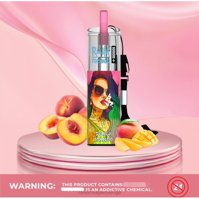 2V0J85 RandM Tornado 10000 plus luftflödeskontroll vape enhet 1st RandM vape buy online persika mango