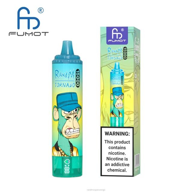 2V0J17 Fumot RandM Tornado 15000 vape-enhet med batteri och ejuice-display version 1 RandM rabatt code blå razz lemonad