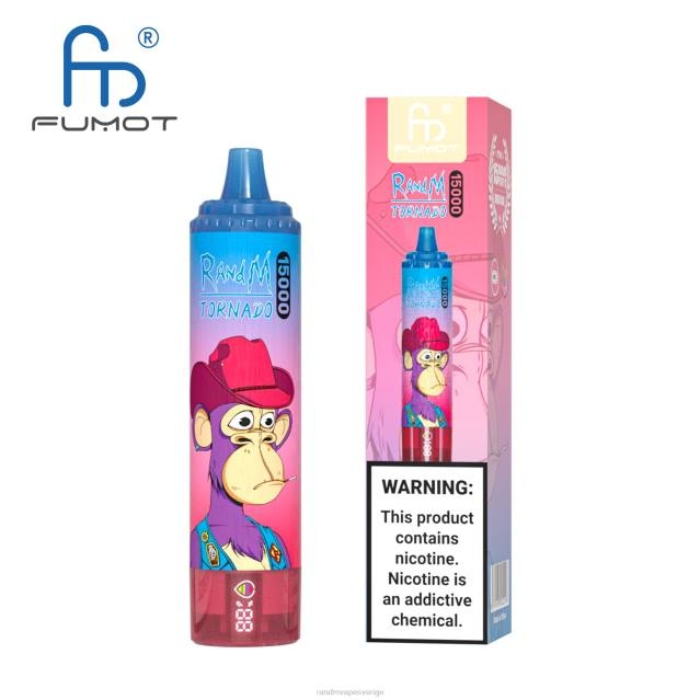 2V0J17 Fumot RandM Tornado 15000 vape-enhet med batteri och ejuice-display version 1 RandM rabatt code blå razz lemonad