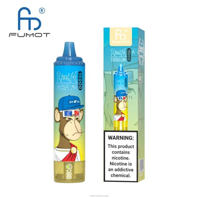 2V0J17 Fumot RandM Tornado 15000 vape-enhet med batteri och ejuice-display version 1 RandM rabatt code blå razz lemonad