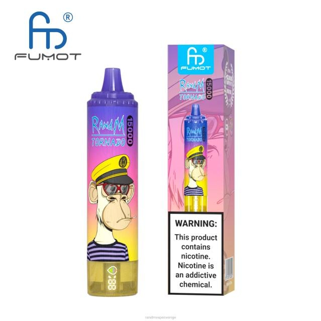 2V0J17 Fumot RandM Tornado 15000 vape-enhet med batteri och ejuice-display version 1 RandM rabatt code blå razz lemonad
