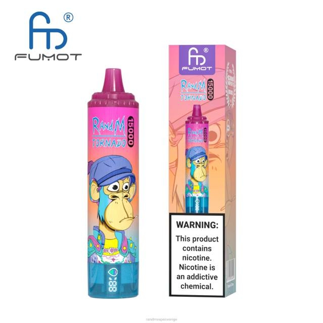 2V0J17 Fumot RandM Tornado 15000 vape-enhet med batteri och ejuice-display version 1 RandM rabatt code blå razz lemonad
