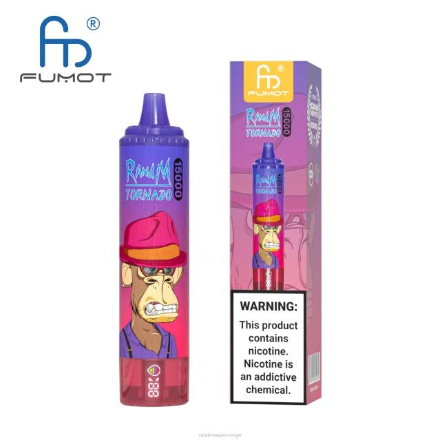 2V0J17 Fumot RandM Tornado 15000 vape-enhet med batteri och ejuice-display version 1 RandM rabatt code blå razz lemonad