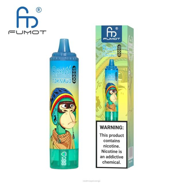 2V0J17 Fumot RandM Tornado 15000 vape-enhet med batteri och ejuice-display version 1 RandM rabatt code blå razz lemonad