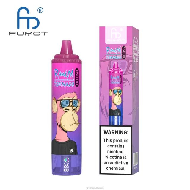 2V0J17 Fumot RandM Tornado 15000 vape-enhet med batteri och ejuice-display version 1 RandM rabatt code blå razz lemonad