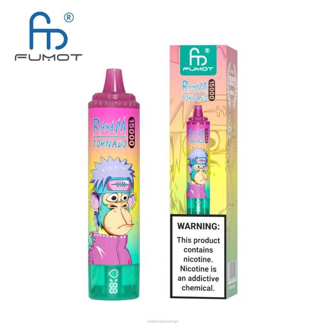 2V0J17 Fumot RandM Tornado 15000 vape-enhet med batteri och ejuice-display version 1 RandM rabatt code blå razz lemonad