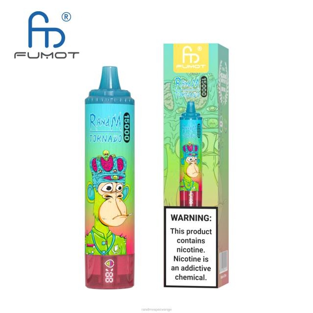 2V0J17 Fumot RandM Tornado 15000 vape-enhet med batteri och ejuice-display version 1 RandM rabatt code blå razz lemonad