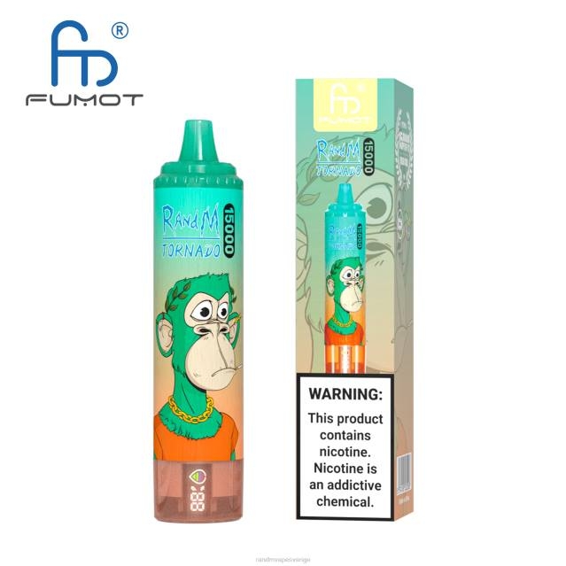 2V0J17 Fumot RandM Tornado 15000 vape-enhet med batteri och ejuice-display version 1 RandM rabatt code blå razz lemonad