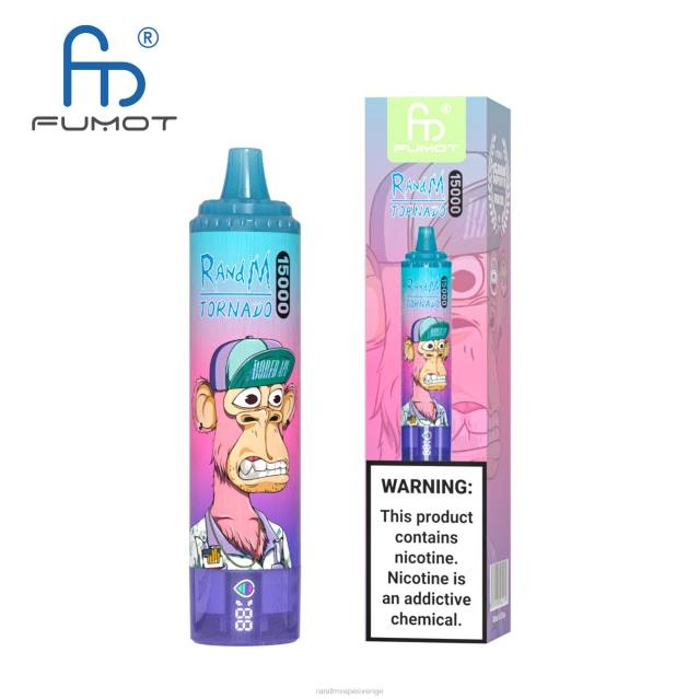 2V0J17 Fumot RandM Tornado 15000 vape-enhet med batteri och ejuice-display version 1 RandM rabatt code blå razz lemonad