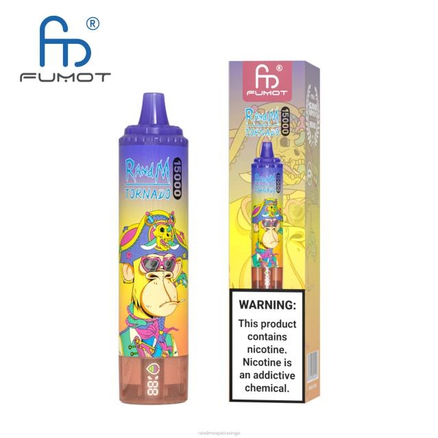 2V0J17 Fumot RandM Tornado 15000 vape-enhet med batteri och ejuice-display version 1 RandM rabatt code blå razz lemonad