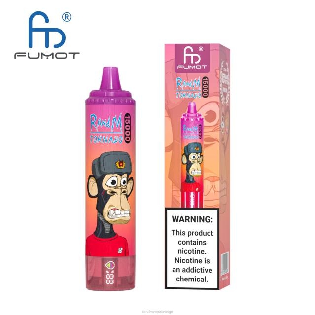 2V0J17 Fumot RandM Tornado 15000 vape-enhet med batteri och ejuice-display version 1 RandM rabatt code blå razz lemonad