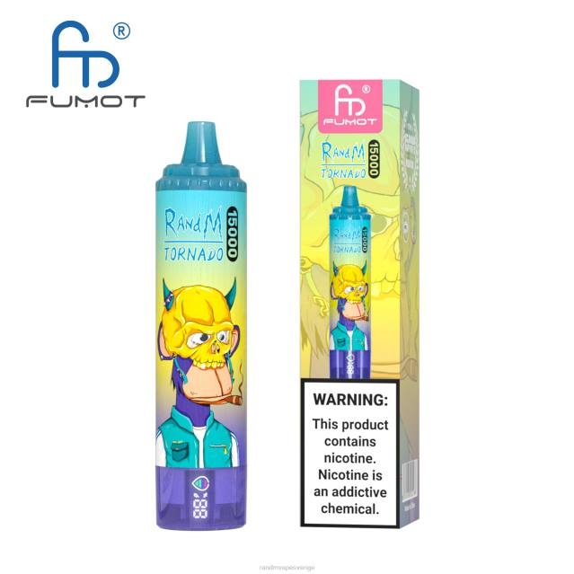 2V0J17 Fumot RandM Tornado 15000 vape-enhet med batteri och ejuice-display version 1 RandM rabatt code blå razz lemonad