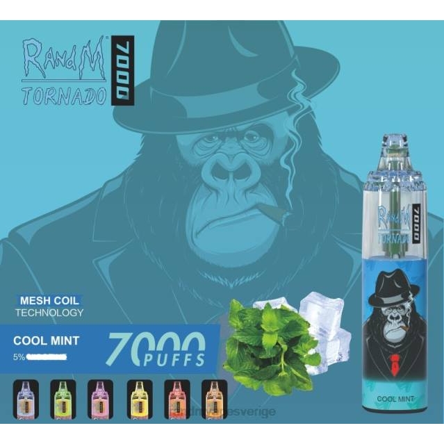 2V0J164 RandM Tornado 7000 luftflödeskontroll vape enhet 1st RandM vape Stockholm fräsch mint