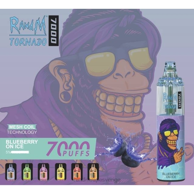 2V0J169 RandM Tornado 7000 luftflödeskontroll vape enhet 1st tornado vape Sverige blåbär på is