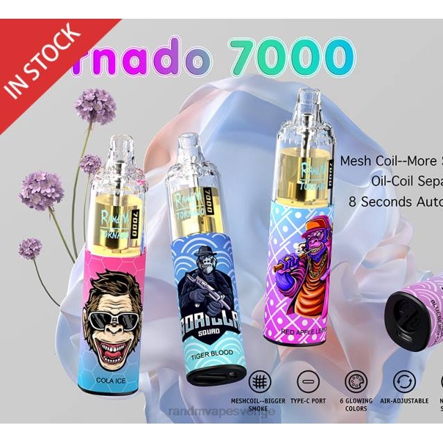 2V0J169 RandM Tornado 7000 luftflödeskontroll vape enhet 1st tornado vape Sverige blåbär på is