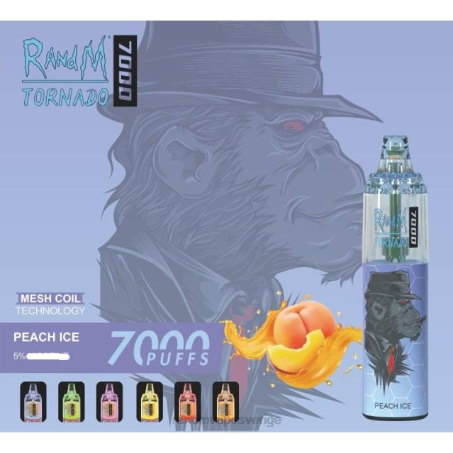 2V0J171 RandM Tornado 7000 luftflödeskontroll vape enhet 1st RandM vape Sverige persika is