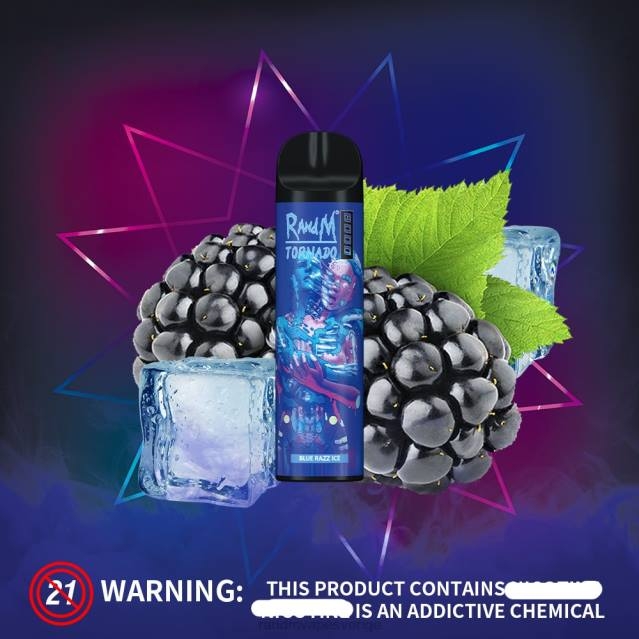 2V0J237 RandM Tornado 8000 luftflödeskontroll vape enhet 1st RandM rabatt code blå razz is
