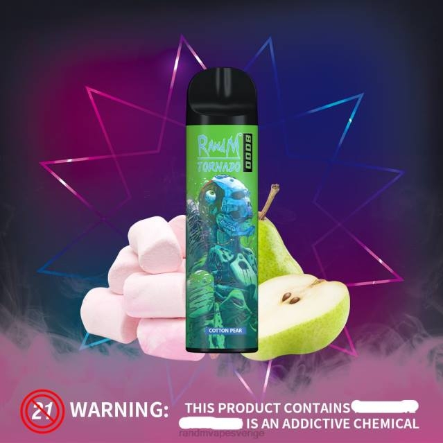 2V0J241 RandM Tornado 8000 luftflödeskontroll vape enhet 1st RandM vape Sverige bomullspäron