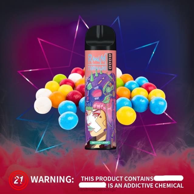 2V0J242 RandM Tornado 8000 luftflödeskontroll vape enhet 1st RandM vape butik kägelgodis