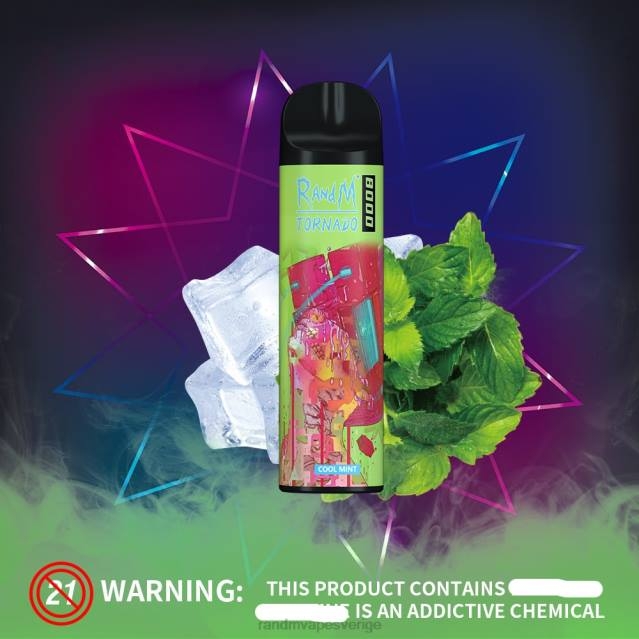 2V0J249 RandM Tornado 8000 luftflödeskontroll vape enhet 1st tornado vape Sverige fräsch mint