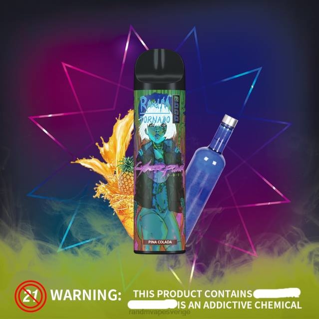 2V0J252 RandM Tornado 8000 luftflödeskontroll vape enhet 1st RandM vape butik pina colada