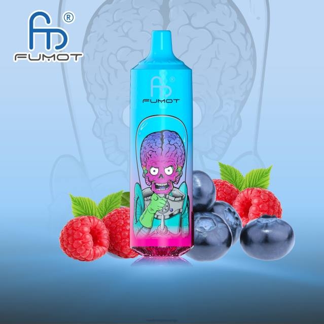 2V0J186 Fumot RandM Tornado 9000 pro vape-enhet med batteri och ejuice-display version 1 RandM vape smaken blåbärshallon