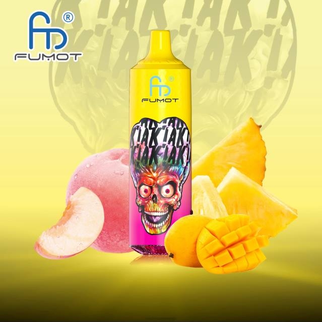 2V0J193 Fumot RandM Tornado 9000 pro vape-enhet med batteri och ejuice-display version 1 RandM vape Sweden persika ananas mango