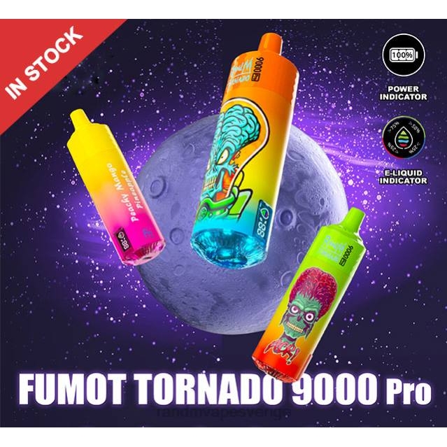 2V0J220 Fumot RandM Tornado 9000 pro vape-enhet med batteri och ejuice-display version 3 RandM tornado pris jordgubbspompa (granatäpple)